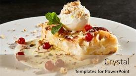  Presentation with gelato - Audience pleasing slide deck consisting of apple-pie-slice-with-ice backdrop and a coral colored foreground