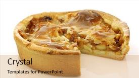  Presentation with homemade pastry apple pie pies - Presentation design with apple pie with one piece background and a yellow colored foreground
