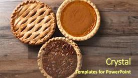  Presentation with traditional wood - Presentation featuring apple pumpkin and pecan pie background and a tawny brown colored foreground