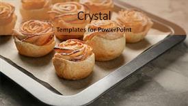  Presentation with puff pastry - PPT layouts featuring apple roses from puff pastry background and a coral colored foreground