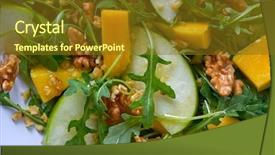  Presentation with nutrition for a healthy heart - PPT theme with apple salad healthy for heart background and a tawny brown colored foreground