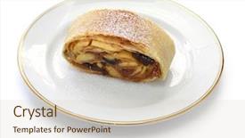  Presentation with homemade pastry apple pie pies - Colorful theme enhanced with apple strudel austrian germany food backdrop and a soft green colored foreground