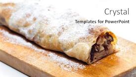  Presentation with apple - Presentation theme consisting of apple-strudel-on-wooden-board background and a white colored foreground