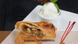  Presentation with ice cream - Cool new PPT layouts with apple-strudel-with-vanilla-ice backdrop and a gold colored foreground