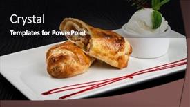  Presentation with ice cream - Presentation theme featuring apple-strudel-with-vanilla-ice background and a black colored foreground