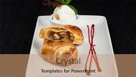  Presentation with ice cream - Beautiful presentation design featuring apple-strudel-with-vanilla-ice backdrop and a  colored foreground