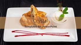  Presentation with ice cream - Colorful presentation enhanced with apple-strudel-with-vanilla-ice backdrop and a coral colored foreground
