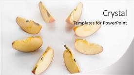  Presentation with apple - Cool new slides with apple studio isolated on white backdrop and a white colored foreground