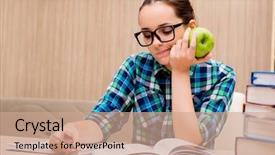  Presentation with female college student uti - Slides consisting of apple study - young female student preparing background and a  colored foreground