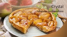  Presentation with tart tatin - Presentation design consisting of apple tarte tatin background and a coral colored foreground