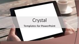  Presentation with coffee cup - Beautiful slides featuring apple technology - digital tablet computer with isolated backdrop and a light gray colored foreground