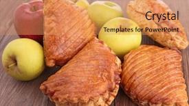  Presentation with turnover - PPT theme enhanced with apple turnover background and a coral colored foreground
