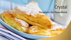 Presentation with pastries - PPT theme having apple turnovers pastries with coffee cups in the background background and a light blue colored foreground