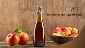  Presentation with fruit - Presentation theme featuring apple-vinegar-with-apple-fruit background and a coral colored foreground