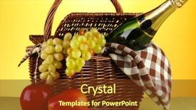  Presentation with apple wine - Colorful slide set enhanced with apple wine - picnic basket and bottle backdrop and a tawny brown colored foreground