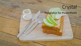  Presentation with served - Cool new presentation with apple with bread served on wood plate backdrop and a coral colored foreground