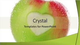  Presentation with fresh water splash green apple isolated white - Slide deck with apple with heart isolated background and a yellow colored foreground