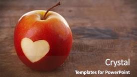  Presentation with heart - Colorful PPT theme enhanced with apple with heart on wooden backdrop and a tawny brown colored foreground