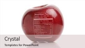  Presentation with healthy eating - PPT theme with apple with nutriton facts label background and a soft green colored foreground
