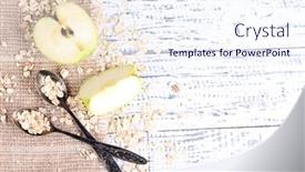  Presentation with apple - PPT theme featuring apple-with-oatmeal-and-vintage background and a sky blue colored foreground