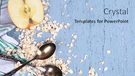  Presentation with napkin - Beautiful slide deck featuring apple-with-oatmeal-and-vintage backdrop and a light blue colored foreground