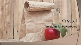  Presentation with paper bag - Slide set having apple with paper bag background and a coral colored foreground
