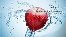  Presentation with splash fruits - Amazing PPT theme having apple with splash on blue backdrop and a  colored foreground