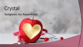  Presentation with burn - Slide deck consisting of preventing burn - apple with stethoscope on color background and a light gray colored foreground