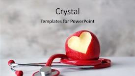  Presentation with apple - PPT layouts enhanced with preventing burn - apple with stethoscope on color background and a light gray colored foreground