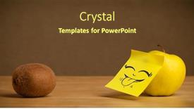  Presentation with tongue - Colorful presentation theme enhanced with apple-with-sticky-note-gesturing backdrop and a tawny brown colored foreground