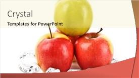  Presentation with tape measure - Theme consisting of apples and a measure tape diet concept background and a yellow colored foreground