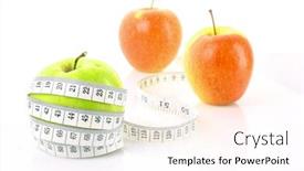  Presentation with tape measure - PPT theme featuring apples and a measure tape diet concept background and a pink colored foreground