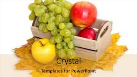  Presentation with grape - Beautiful PPT theme featuring apples and grape in crate on autumn leaves background backdrop and a gold colored foreground