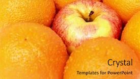  Presentation with fresh water splash green apple isolated white - Audience pleasing presentation theme consisting of apples and oranges isolated backdrop and a gold colored foreground