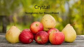  Presentation with barn wood autumn apples - Slide set with apples and pears on wooden background and a gold colored foreground