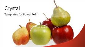  Presentation with fresh water splash green apple isolated white - Beautiful slide set featuring apples and pears backdrop and a white colored foreground