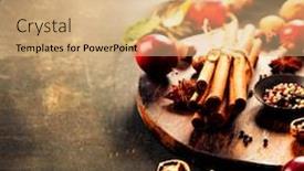  Presentation with apple wine - Cool new slide set with apples-and-spices-autumn backdrop and a coral colored foreground