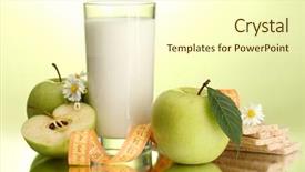  Presentation with kefir - Presentation theme enhanced with glass of kefir apples crispbreads background and a cream colored foreground
