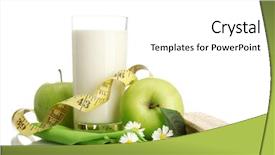  Presentation with kefir - Slides featuring glass of kefir green apples background and a white colored foreground