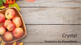  Presentation with autumn leaves - Slide deck having apples in bowl and colorful background and a light gray colored foreground