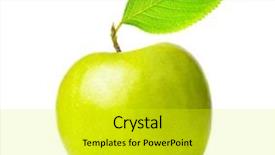  Presentation with green apple - Beautiful presentation theme featuring apples leaves - fresh green apple isolated backdrop and a yellow colored foreground