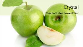  Presentation with green apple - Presentation theme featuring apples leaves - green apple fruits with cut background and a yellow colored foreground