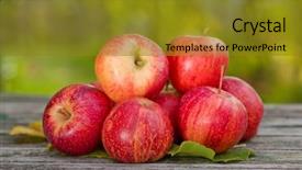  Presentation with autumn wood - Cool new PPT theme with apples on wooden table backdrop and a gold colored foreground