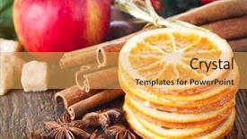  Presentation with 5 stars five star rating - PPT layouts having apples oranges - cinnamon sticks cloves anise stars background and a yellow colored foreground