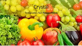  Presentation with fresh fruits vegetables - Audience pleasing PPT theme consisting of apples oranges - fresh fruits and vegetables background backdrop and a  colored foreground