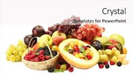  Presentation with fruits - Audience pleasing slides consisting of apples oranges - fresh fruits salad in melon backdrop and a white colored foreground