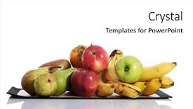  Presentation with fruit - PPT theme featuring apples oranges - fruit composition over white background background and a white colored foreground
