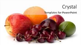  Presentation with fruit and veg - Slide set consisting of apples oranges - fruit variety isolated on white background and a white colored foreground