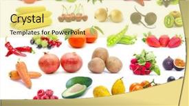  Presentation with fruits - Audience pleasing theme consisting of apples oranges - fruits and vegetable isolated backdrop and a blonde colored foreground