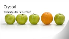  Presentation with orange and grey - PPT theme with apples oranges - green apple row background and a white colored foreground